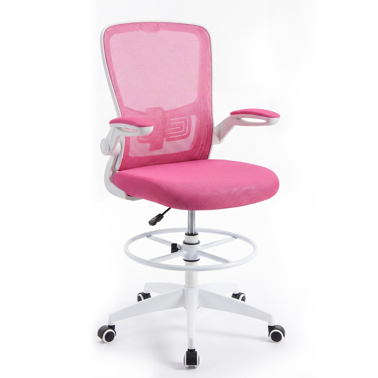 Adjustable Drafting Office Chair with Flip-Up Armrests